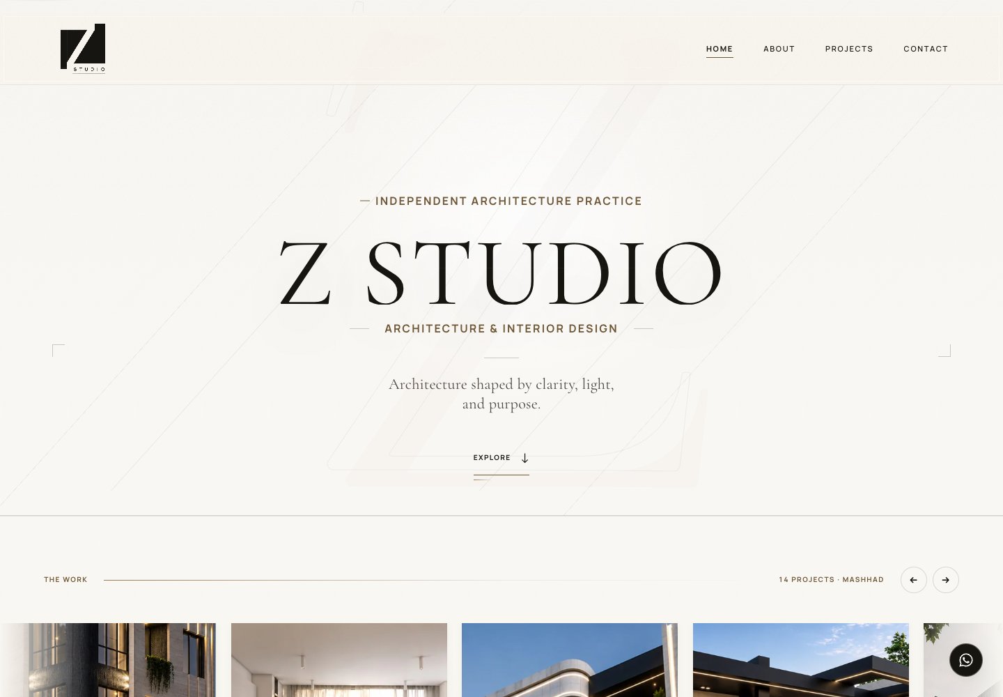Z Studio architecture and interior design website built by Ardalan Janpour